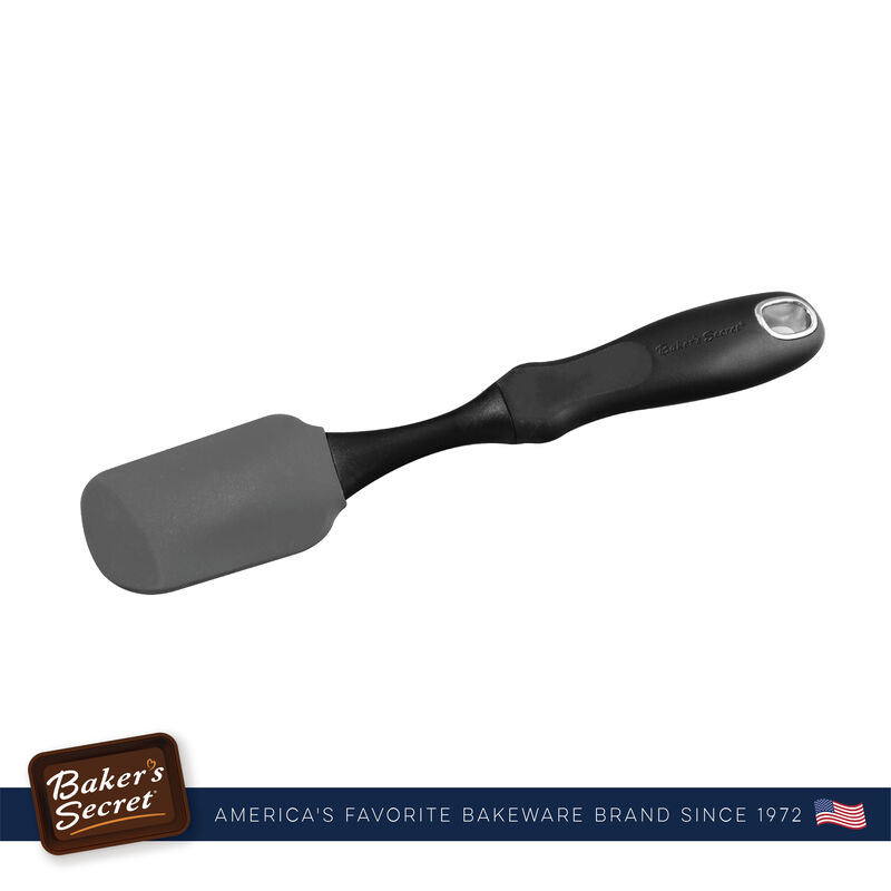 Baker's Secret 2-1 Scraper & Spatula, Silicone Heat Resistant, Baking Essentials, 10" Black