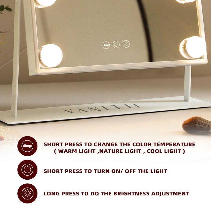 12''  × 16'' in Hollywood  Vanity Makeup Mirror With Lights 12 LED Bulbs
