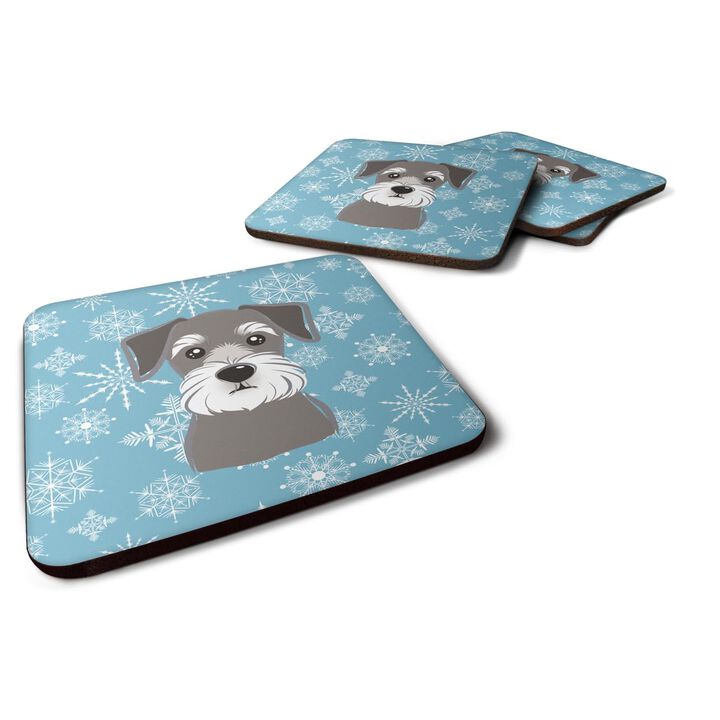 Caroline's Treasures BB1640FC Snowflake Schnauzer Foam Coasters (Set of 4), 3.5, Multicolor