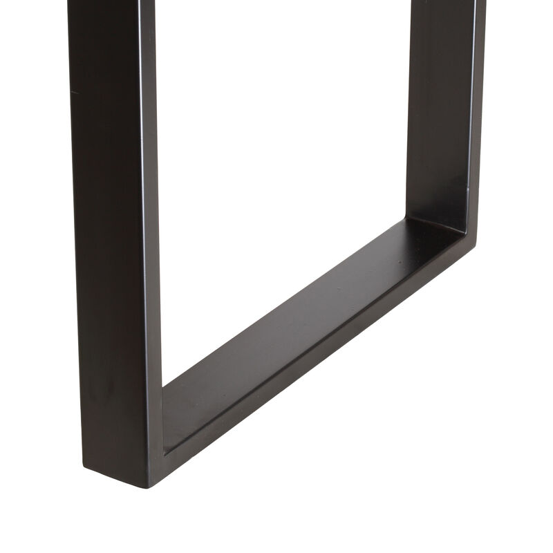 Logan Dining Table, Rectangular Brown Wood Top, Black Iron Legs, 55 Inch - Benzara