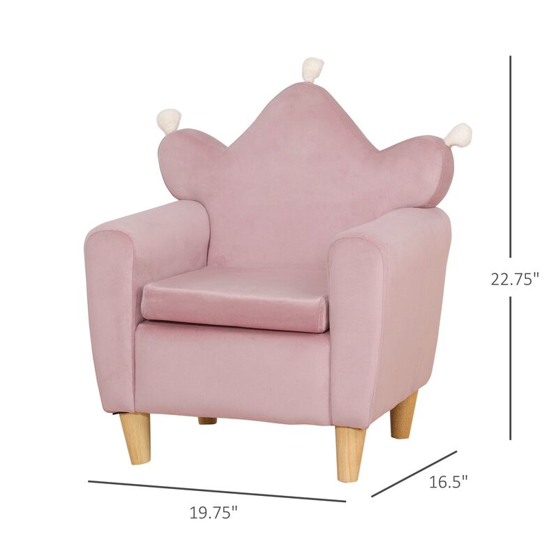 Pink Kids' Throne: Crown-Shaped Single Lounger Armchair