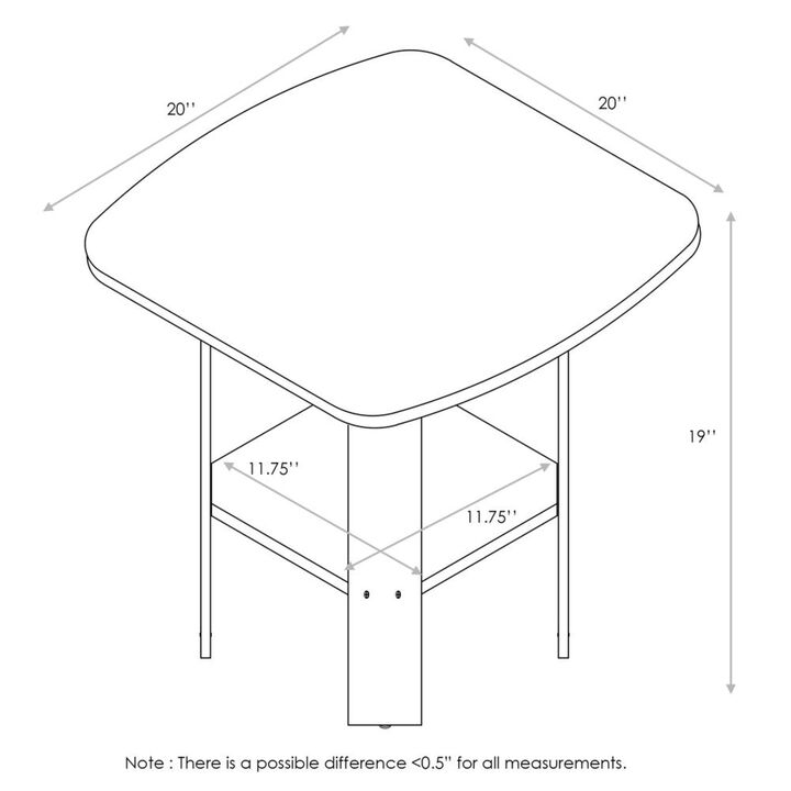 FURINNO Simple Design End/SideTable, 1-Pack, Columbia Walnut/Black