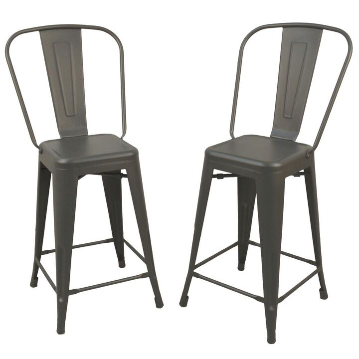 Carolina Living Adeline 24 Counter Stool - Set of 2 - Rustic Pewter