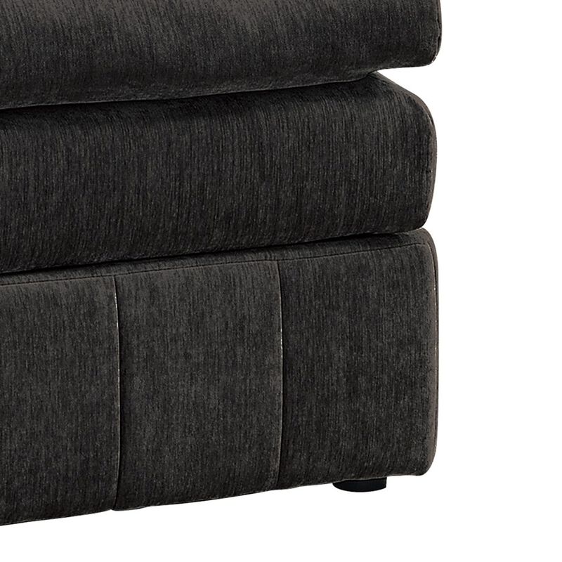 Luna 33 Inch Modular Ottoman, Three Layer Plush Cushioned Seat, Dark Gray-Benzara