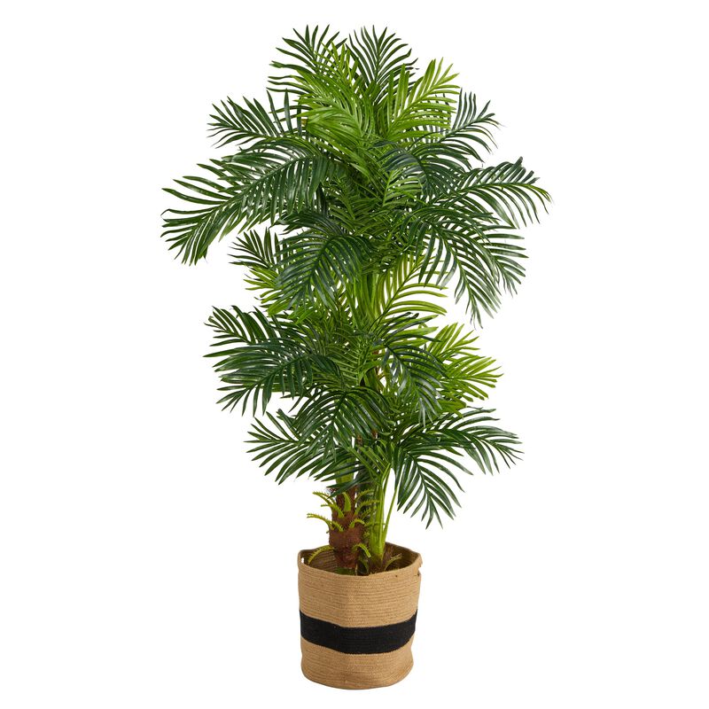 Hivvago 6 Feet Hawaii Artificial Palm Tree in Handmade Natural Cotton Planter