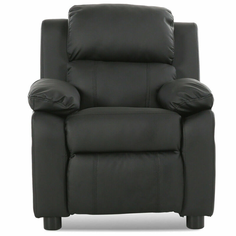 Kids Deluxe Headrest  Recliner Sofa Chair with Storage Arms