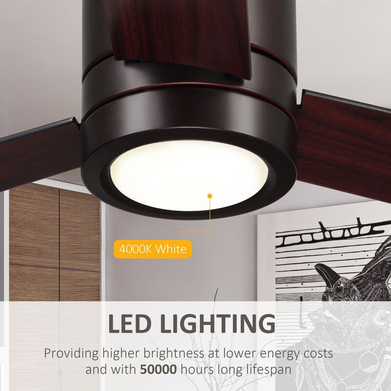 Brown Mount Ceiling Fan with Light: 44" with LED Light and Remote