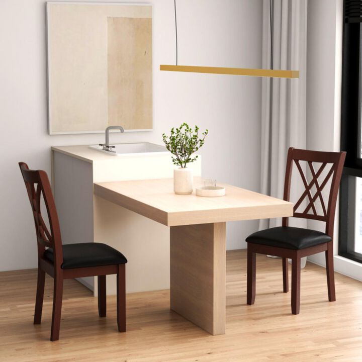 Hivvago Set of 2 Dining Chair with Backrest and Padded Seat-Brown
