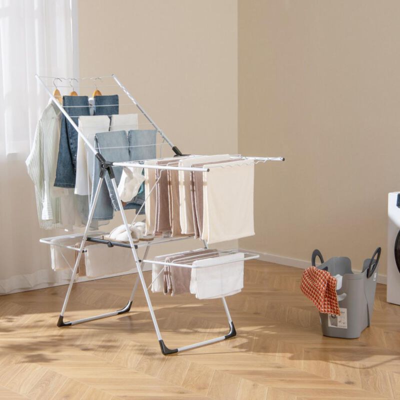 Hivvago 2-level Laundry Drying Rack with Height Adjustable Wings