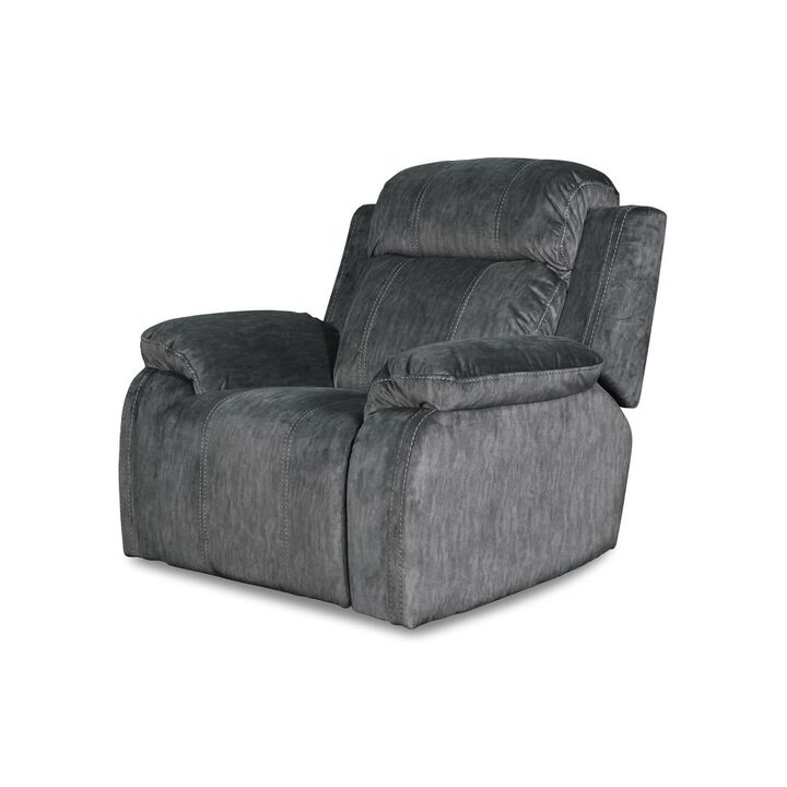 New Classic Furniture Furniture Tango Polyester Fabric Glider Recliner in Shadow Gray
