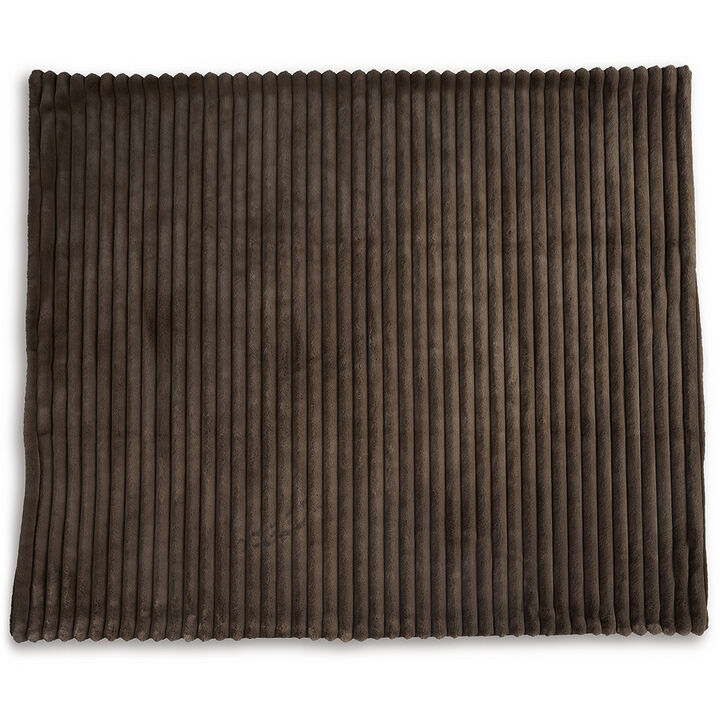 Faux Fur Throw Blanket, 61 Inch Plush Dark Brown Striped Polyester - Benzara