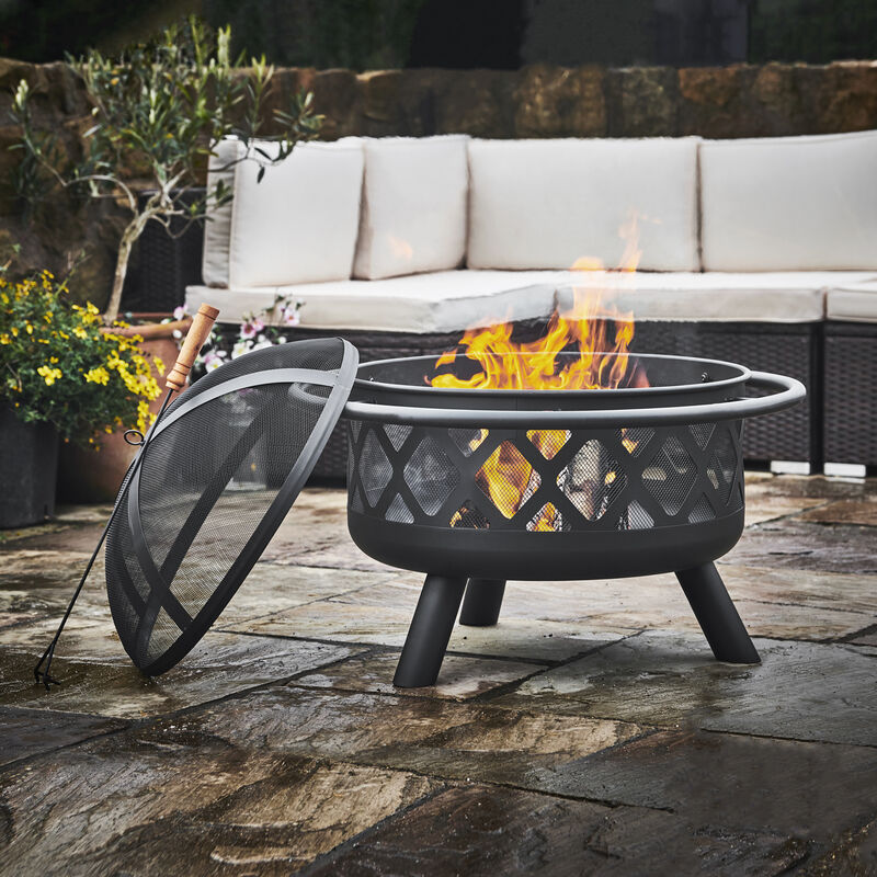 Teamson Home - Outdoor 29.5 Inch Round Steel Wood Burning Fire Pit