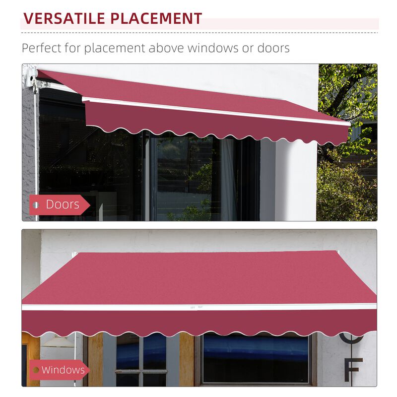 Claret Cranking Canopy: 10x8 Ft UV-Resistant Retractable Patio Awning