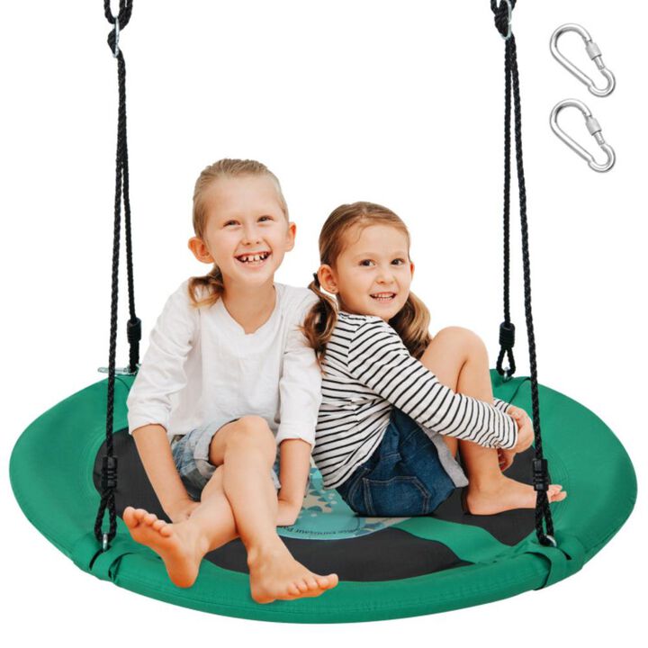Hivvago 40 Inches Saucer Tree Swing Round with Adjustable Ropes and Carabiners