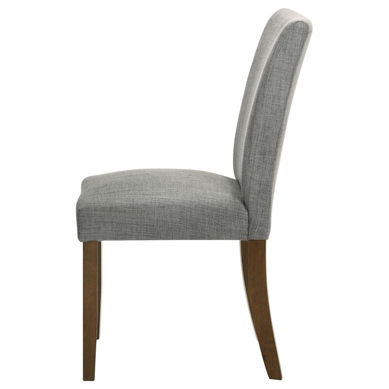 Cana Dining Chair Set of 2, Gray Fabric Foam Cushion, Brown Wood Legs - Benzara