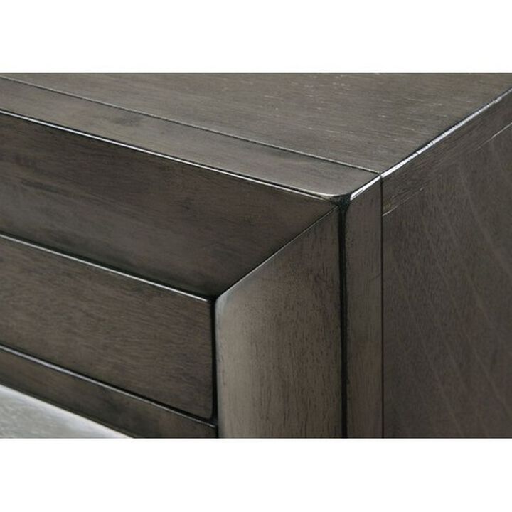 Wooden Nightstand with Two Drawers and Pull Out Tray, Brown-Benzara