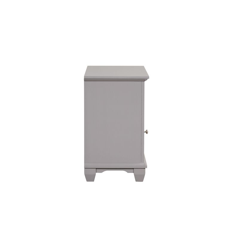 Limi Nightstand, 1 Drawer, 1 Door Cabinet, Gray Solid Wood, 28 Inch - Benzara