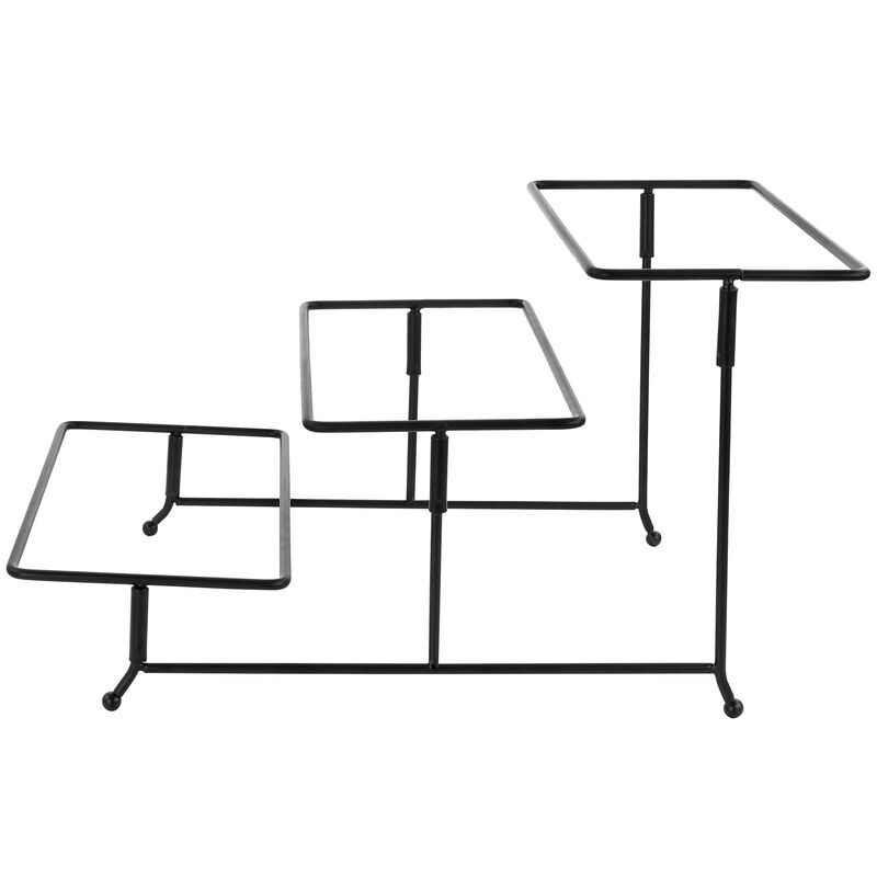 Gibson Home Crenshaw Hand Painted Stoneware 3-Tier Serving Set with Metal Rack in Multicolor