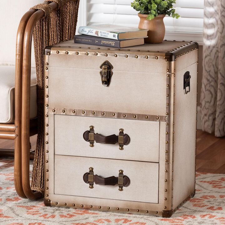 Baxton Studio Agatha Vintage Black Canvas 2 Drawer Storage Trunk