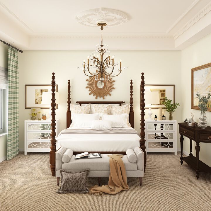 3-Mirrored Drawers White Wood Nightstands Bedside Table With Mirror Finish 11.8 in. D x 26 in. W x 28 in. H