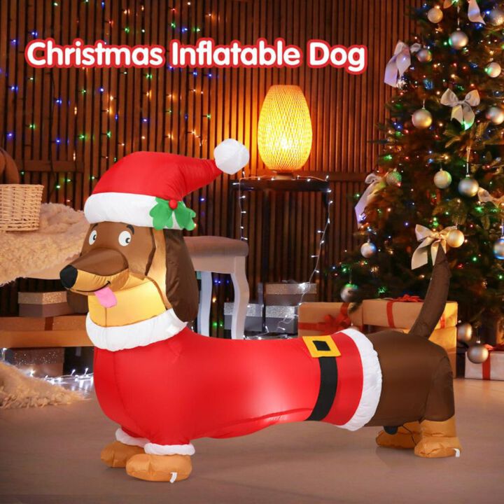 Hivvago 5 Feet Inflatable Christmas Dog with LED Lights