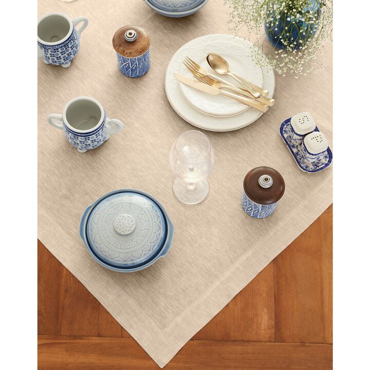 Solino Home 100% Pure Linen Table Throw 52 x 52 Inch | Athena