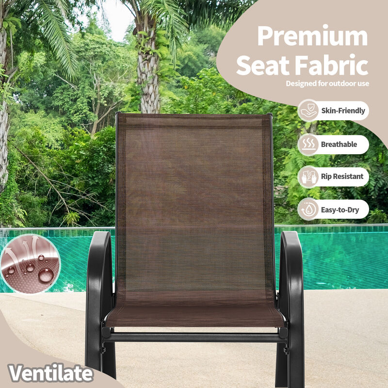 Set of 2 Metal Patio Rocking Chair with Breathable Seat Fabric