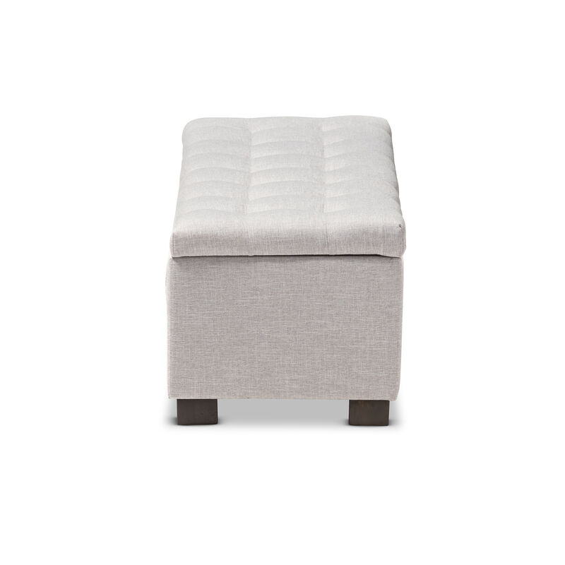 Baxton Studio Roanoke Modern Cream Fabric Upholstered Grid Tufting Storage Ottoman Bench