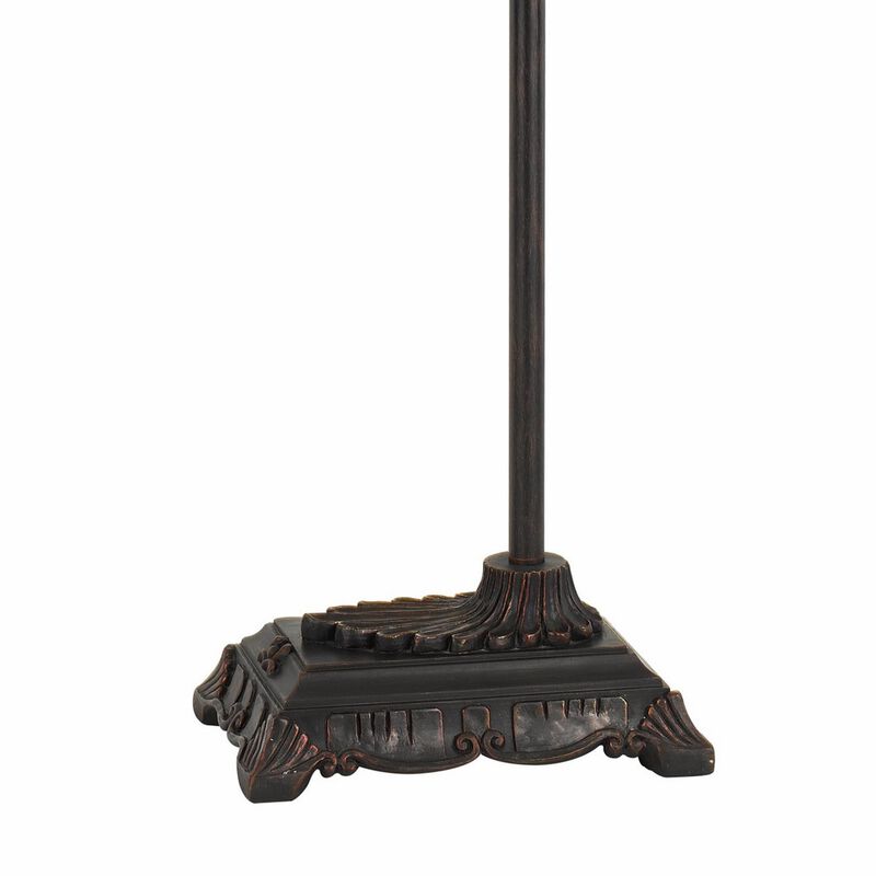 Downbridge Metal Tiffany Floor Lamp with Leaf Accents, Multicolor-Benzara