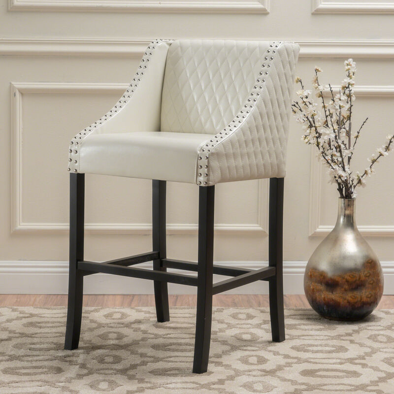 Filton Ivory Quilted Stools Transitional Elegance and Comfort
