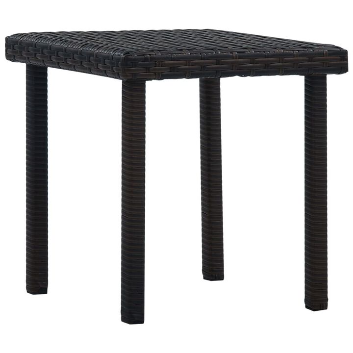 Outdoor Side End Table, 16 Inch Square Top, Woven Brown Poly Rattan - Benzara