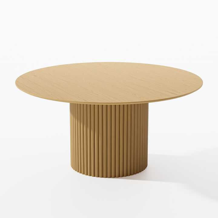 60 Abberton Natural Oak Wood Round Dining Table (Seats 6)