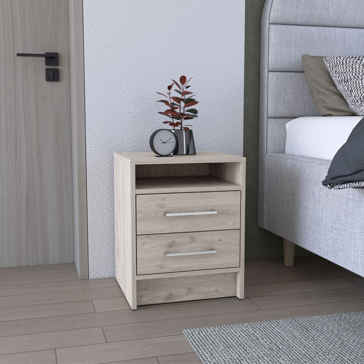 Streamdale Eter Nightstand, Superior Top, Two Drawers - Light Gray