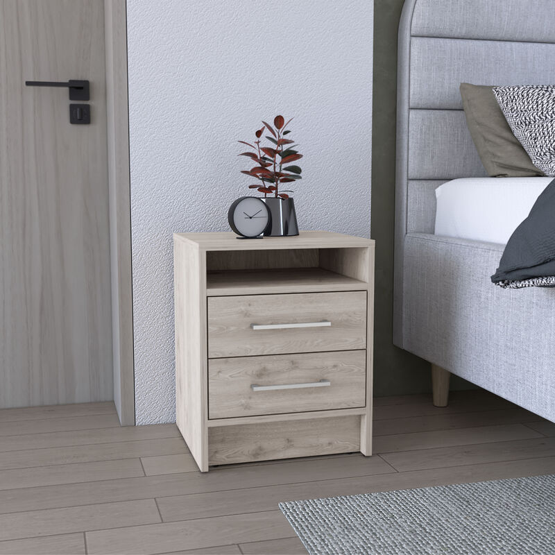 Streamdale Eter Nightstand, Superior Top, Two Drawers - Light Gray