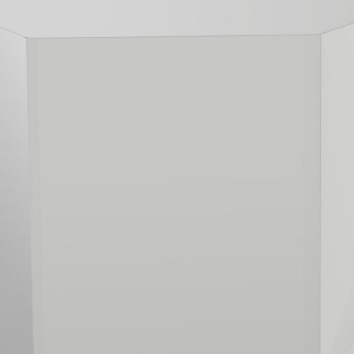 Cid Keli 15 Inch Modular End Table, Small, Glossy, Light Gray-Benzara