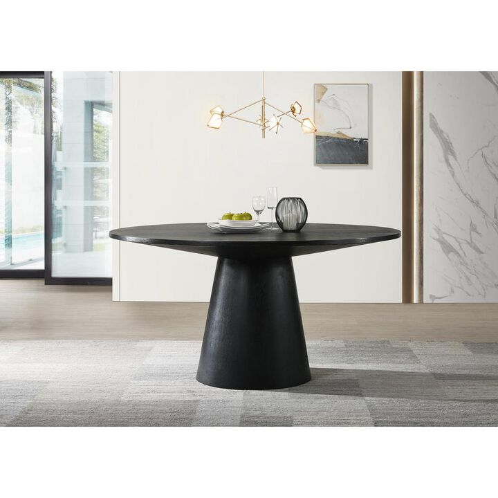 Lilola Home Jasper Ebony Black 59 Wide Contemporary Round Dining Table