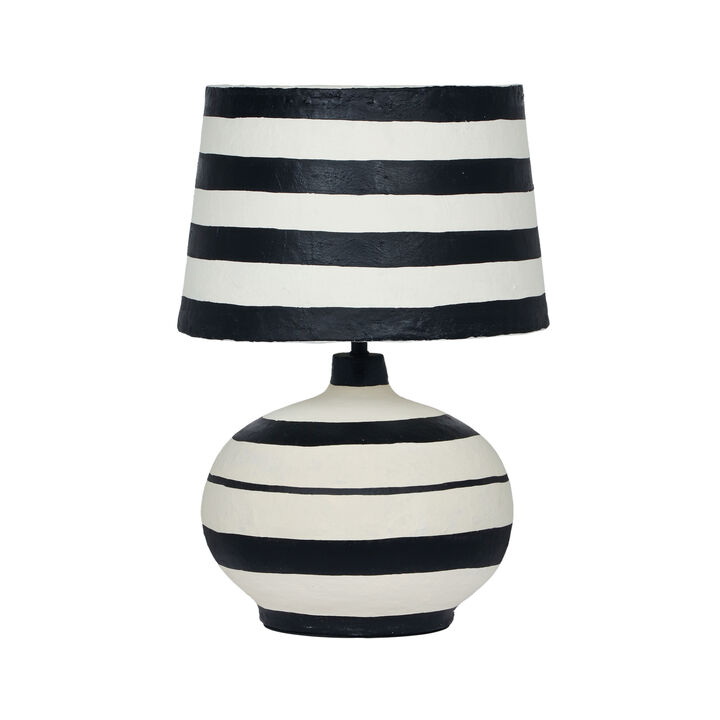 Positano Blue Striped Papier Mache Table Lamp