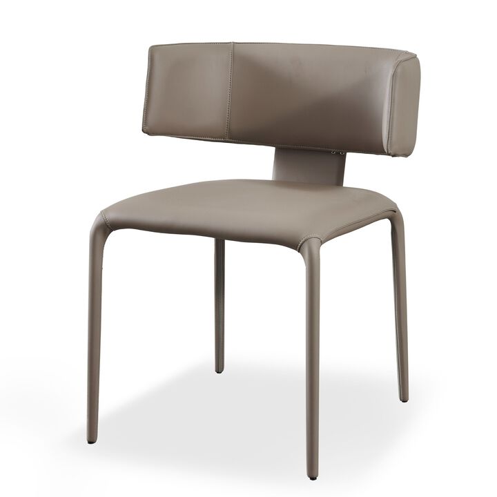Cid Dell 21 Inch Dining Chair, Gray Faux Leather, Wingback, Metal Frame - Benzara