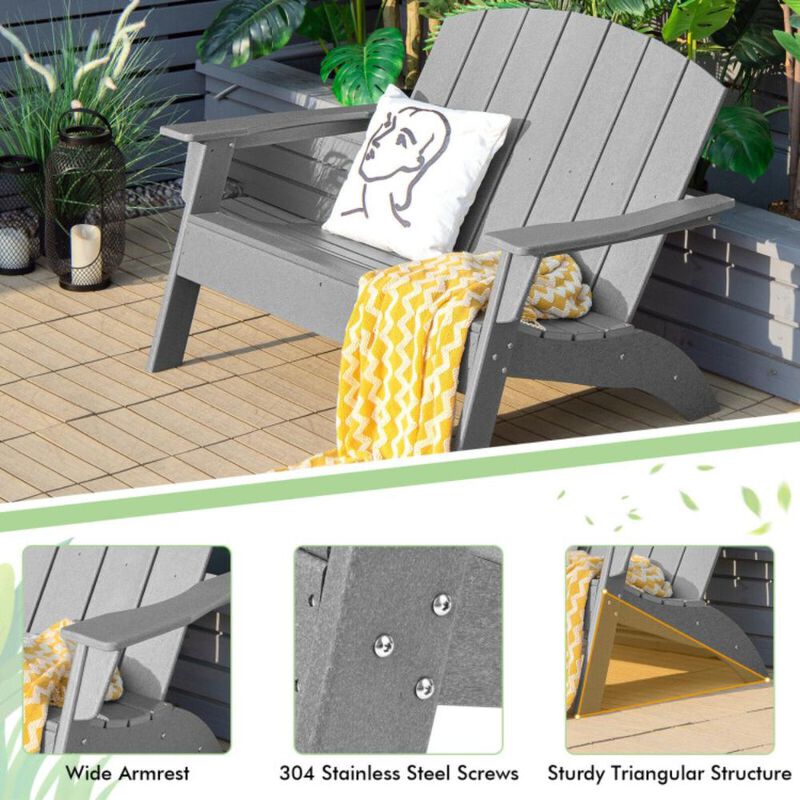 Hivvago HDPE Patio Adirondack Chair for Porch Garden Backyard-Gray