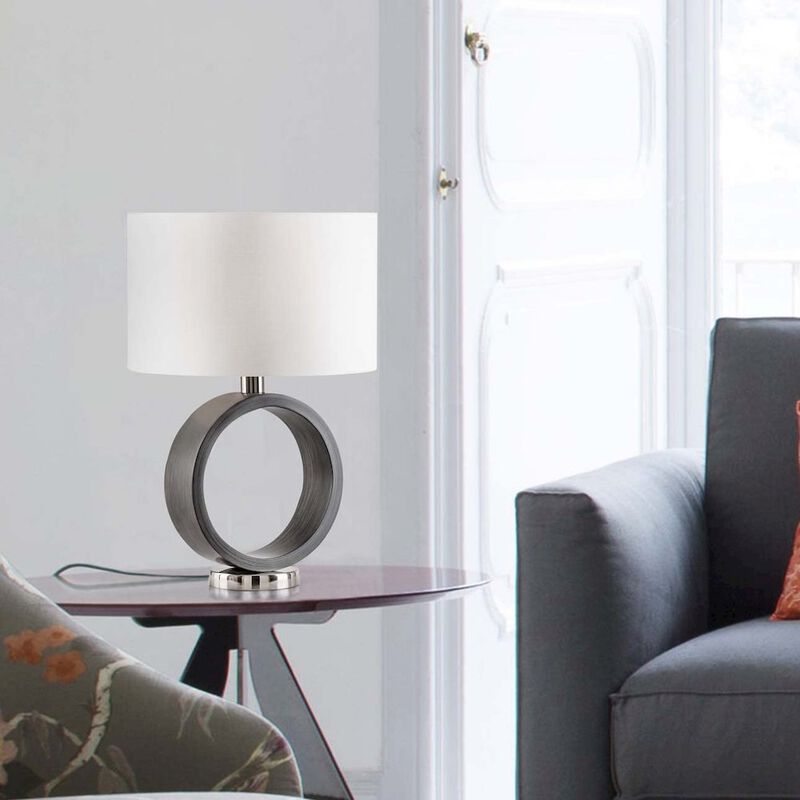 NOVA OF CALIFORNIA Tracey Ring Table Lamp - 24″, Charcoal Gray, Brushed Nickel, On/Off Switch
