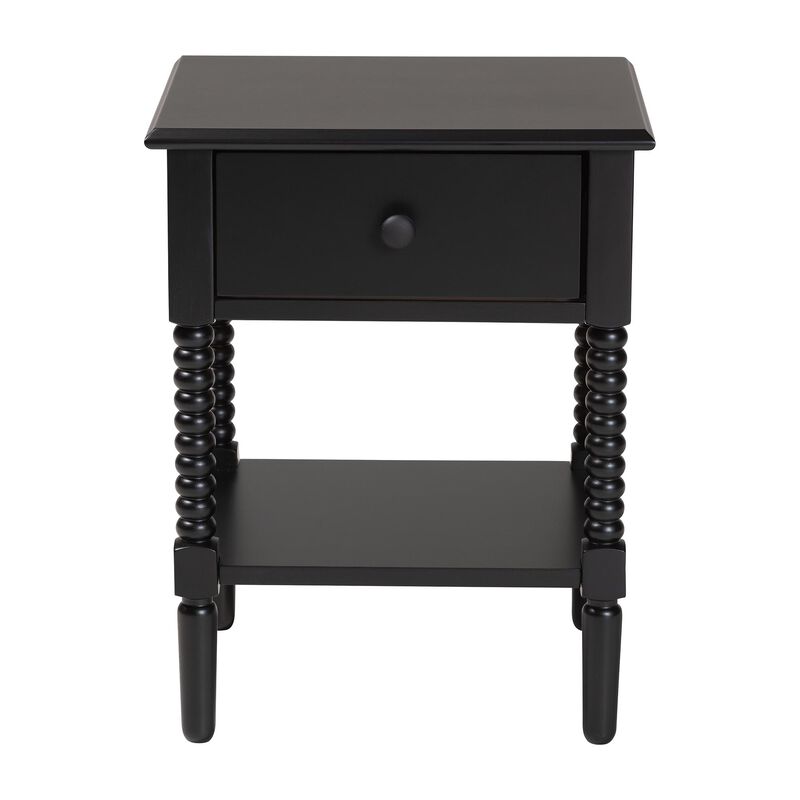 Baxton Studio Braith Farmhouse Ivory Spindle Wood 1 Drawer Nightstand