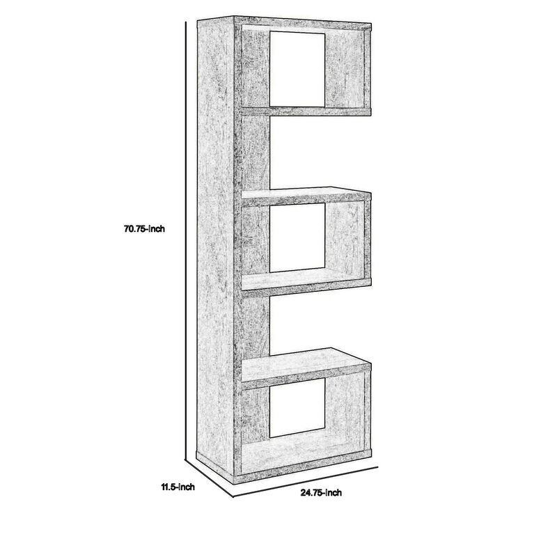 Sturdy Semi Backless Wooden Bookcase, Gray-Benzara