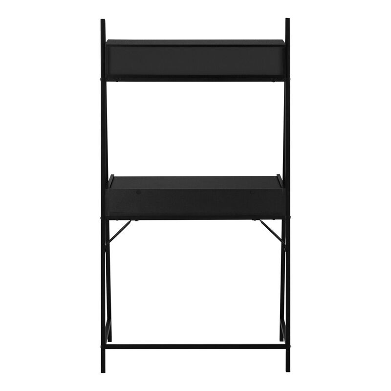 Monarch Specialties I 7330 Computer Desk, Home Office, Laptop, Leaning, Storage Drawers, 32"L, Work, Metal, Laminate, Black, Contemporary, Modern