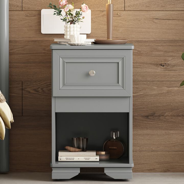 Merax Elegant Design Nightstand with A Drawer and Open Shelf
