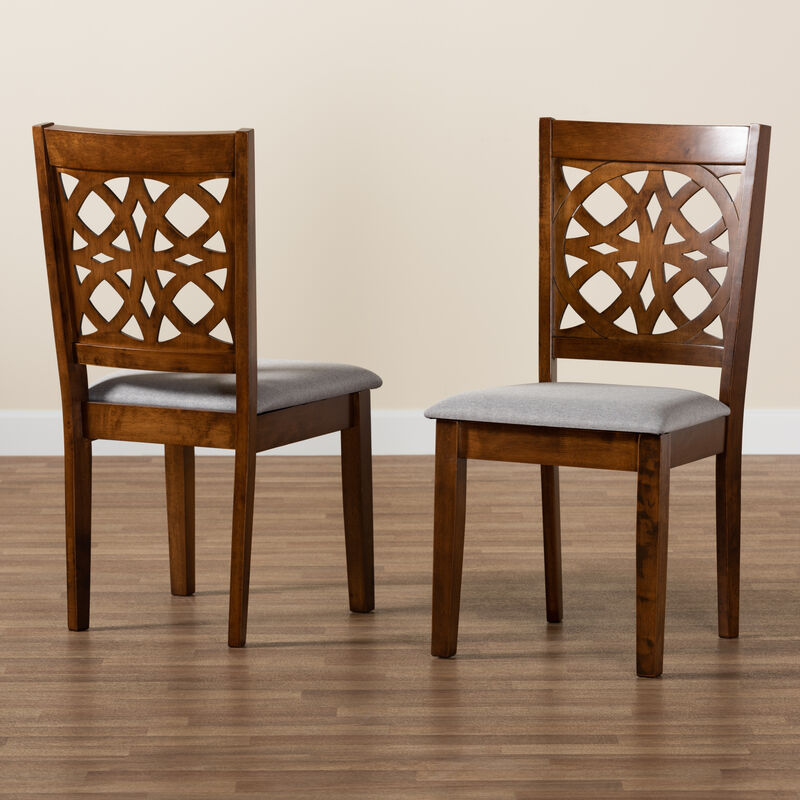 Baxton Studio Abigail Grey Fabric and Walnut Brown Finished Wood 2-Piece Dining Chair Set