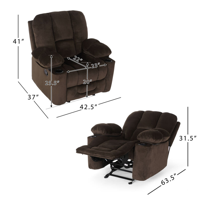 Merax Luxurious Manual Recliner Chair with Cup Holders