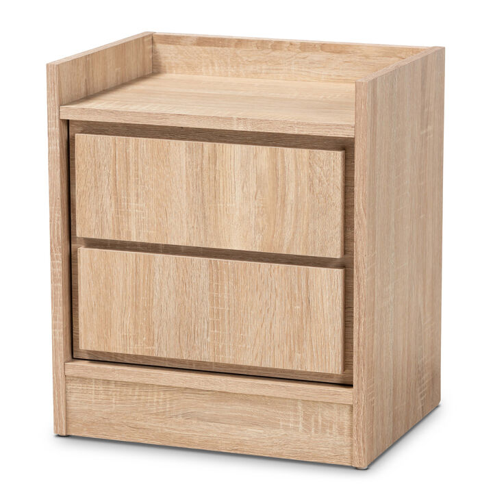 Baxton Studio Hale Modern and Contemporary Oak Finished Wood 1 Door Nightstand
