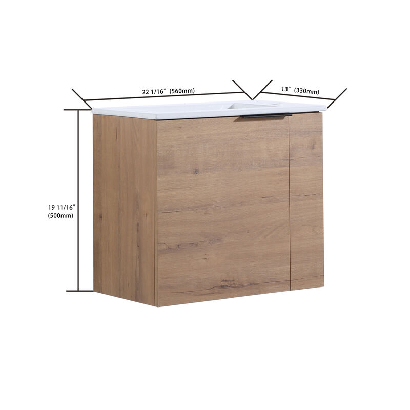 22" Floating Bathroom Vanity with Sink & Soft Close Door