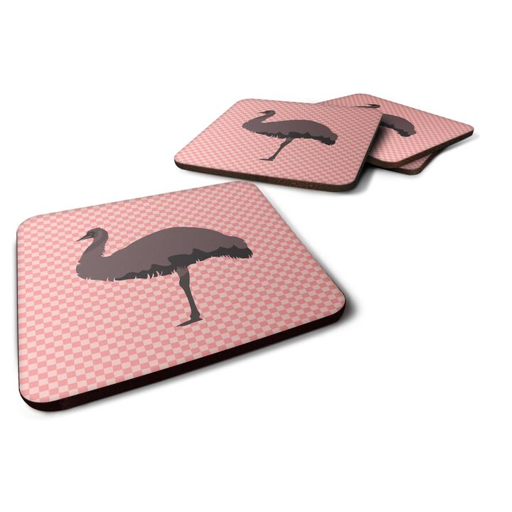 Caroline's Treasures Emu Pink Check Decorative coasters, 3.5, Multicolor