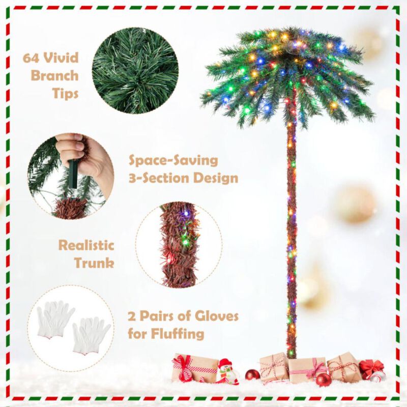 Hivvago 6 Feet Pre-Lit Artificial Tropical Christmas Palm Tree with 210 Multi-Color Lights